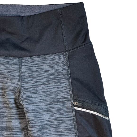 Athleta Womens Powerlift Tight Fleece Lined Leggings Size XS Black Gray Pockets - Picture 3 of 7